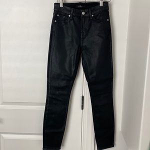 Black wax coated skinny jeans